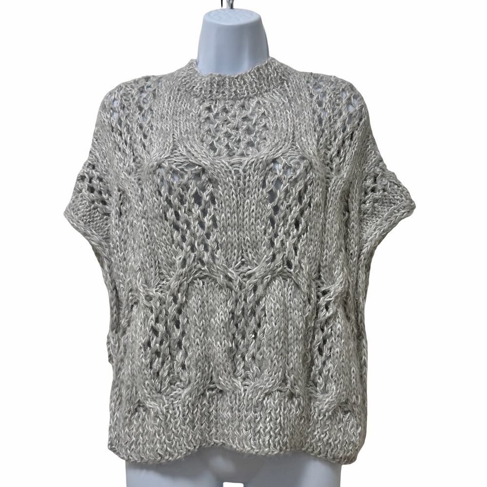 Antonelli Firenze Polidoro‎ Alpaca Blend Short Sleeve Open Knit Sweater Size XS
